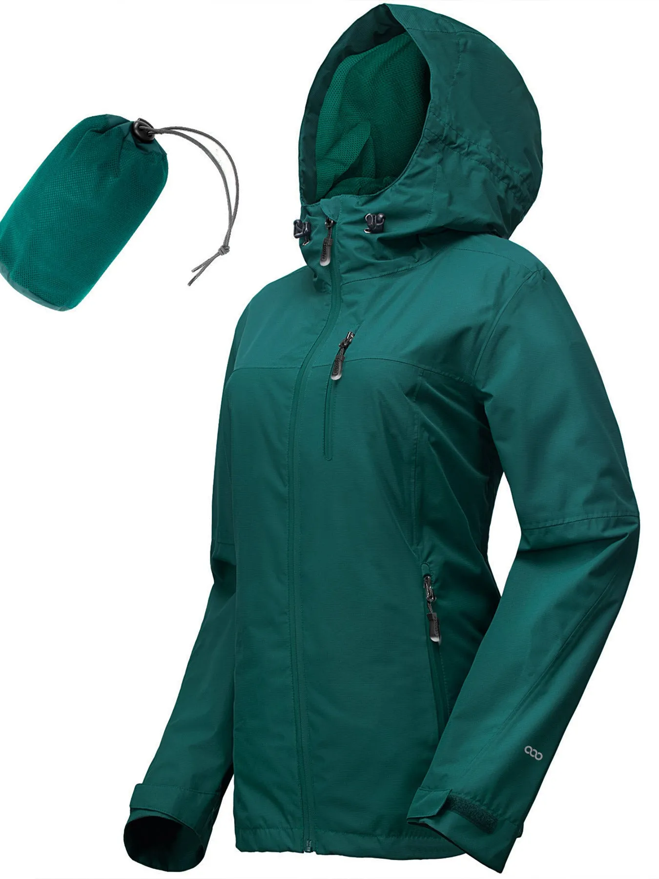 Women's Packable Rain Jacket with 4 Pockets: 1.10 lbs 10000mm W/P index 10000 Level Breathable