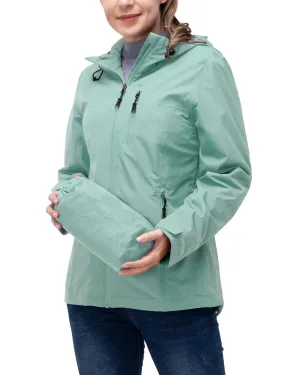 Women's Packable Rain Jacket with 4 Pockets: 1.10 lbs 10000mm W/P index 10000 Level Breathable