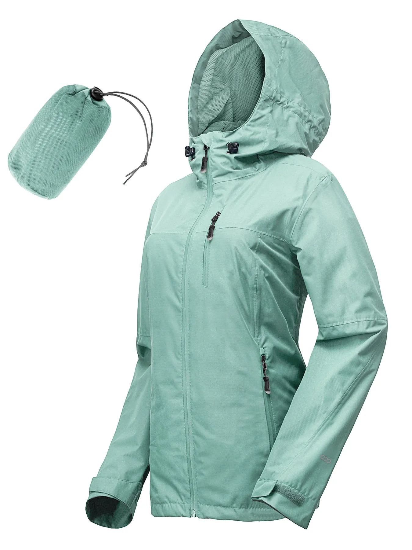 Women's Packable Rain Jacket with 4 Pockets: 1.10 lbs 10000mm W/P index 10000 Level Breathable