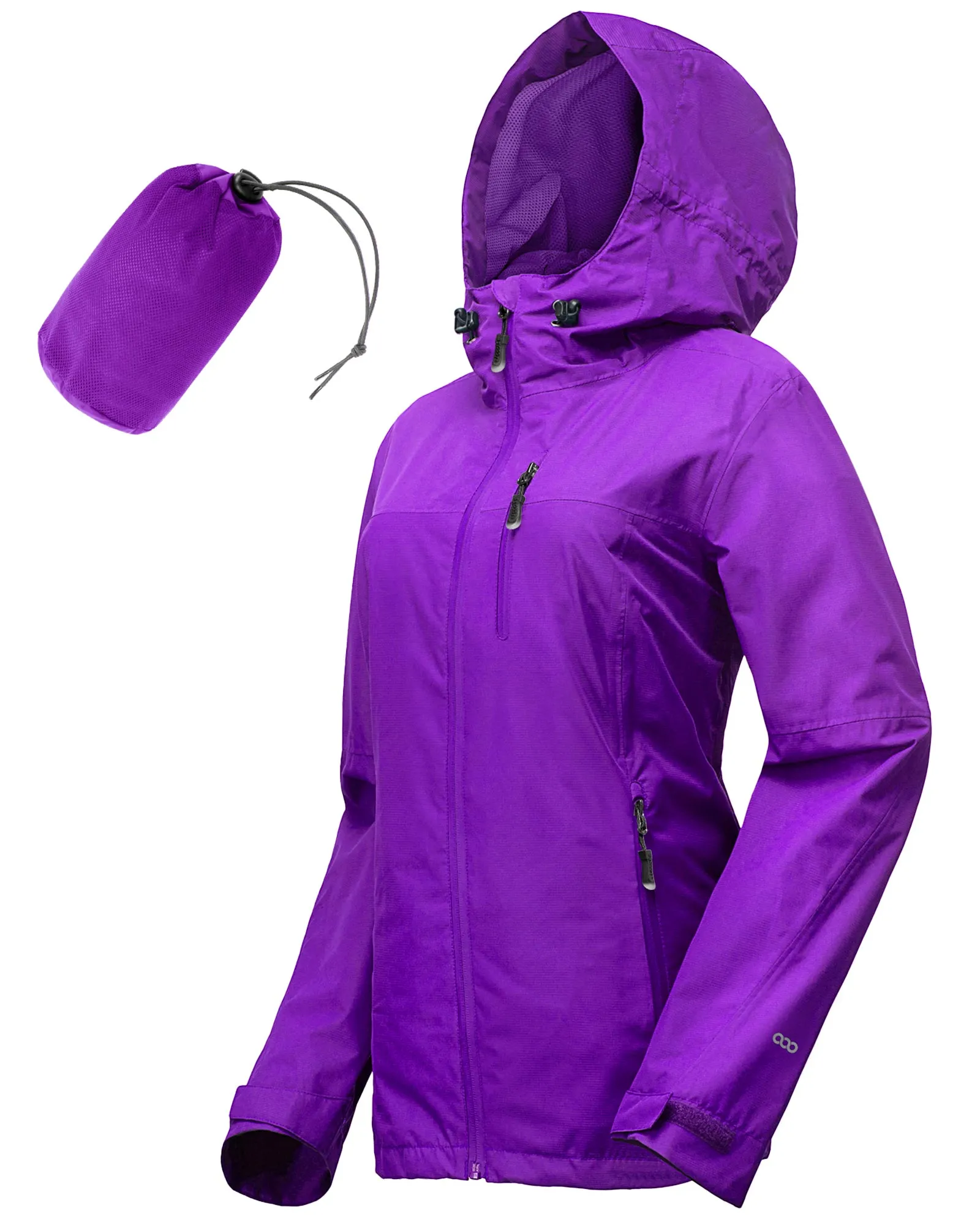 Women's Packable Rain Jacket with 4 Pockets: 1.10 lbs 10000mm W/P index 10000 Level Breathable