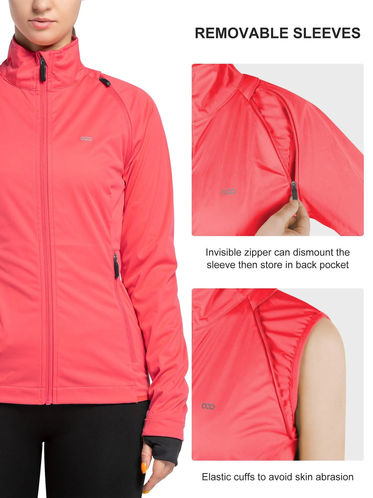 Women's Zip Up Lightweight Athletic Workout Yoga Cycling Track Running Jacket Waterproof Windproof Reflective