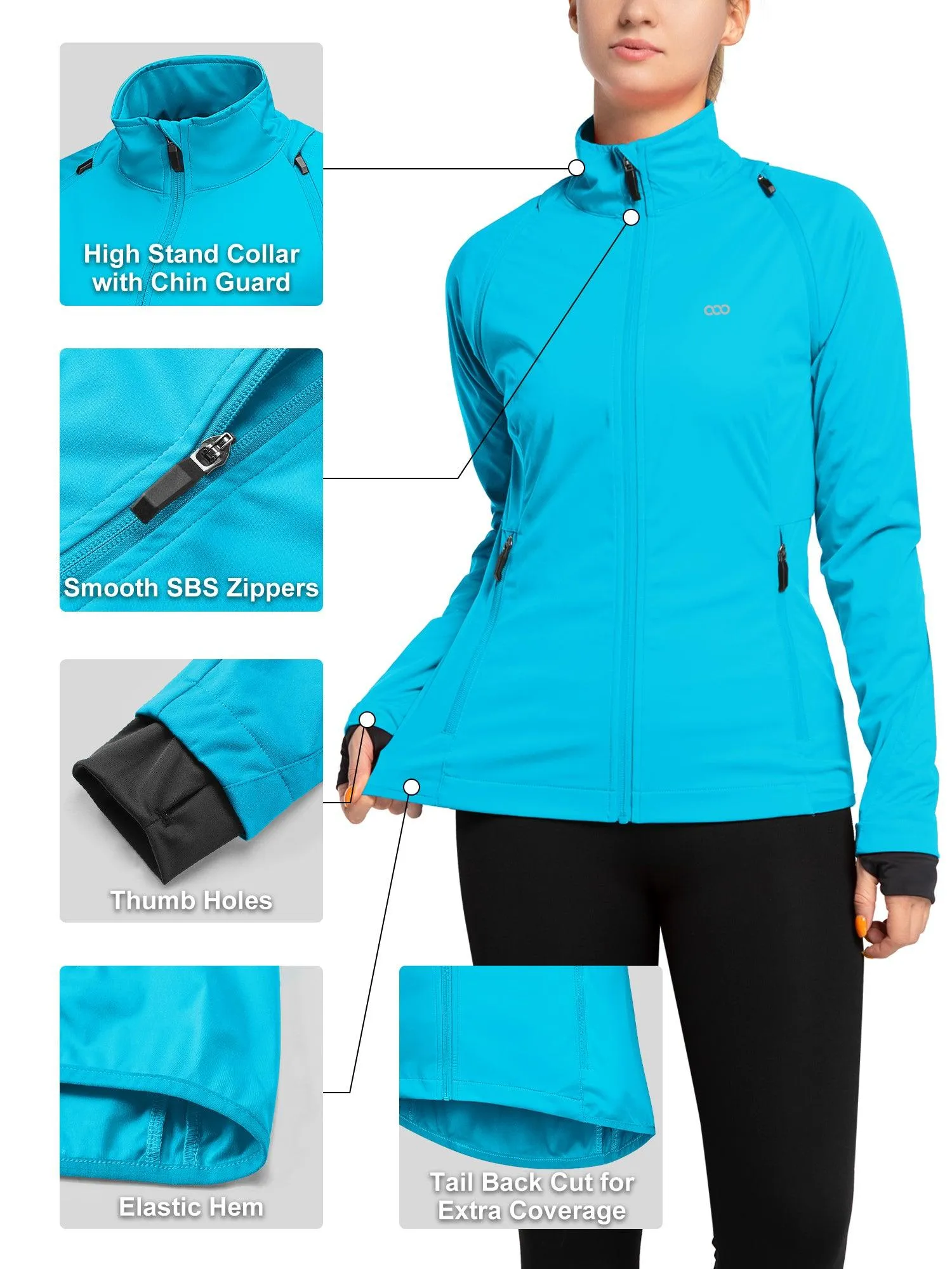 Women's Zip Up Lightweight Athletic Workout Yoga Cycling Track Running Jacket Waterproof Windproof Reflective